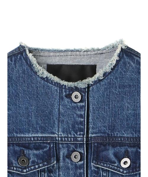 YECCA VECCA(イェッカヴェッカ)の「ノ-カラ-Gジャン(デニムジャケット・レディース・インディゴブルー/ダークインディゴブルー・SMALL/MEDIUM)」の16枚目の写真