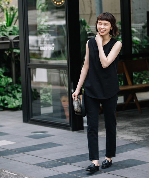 Munich（ミューニック）の「【Munich定番】コットンジャージタンクトップ（Tシャツ/カットソー・レディース・ホワイト/ブラック/ベージュ/カーキ/イエロー・FREE）」の3枚目の写真