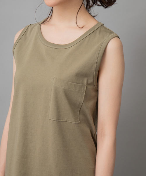 Munich（ミューニック）の「【Munich定番】コットンジャージタンクトップ（Tシャツ/カットソー・レディース・ホワイト/ブラック/ベージュ/カーキ/イエロー・FREE）」の20枚目の写真