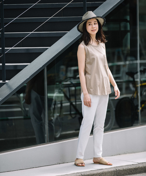 Munich（ミューニック）の「【Munich定番】コットンジャージタンクトップ（Tシャツ/カットソー・レディース・ホワイト/ブラック/ベージュ/カーキ/イエロー・FREE）」の14枚目の写真