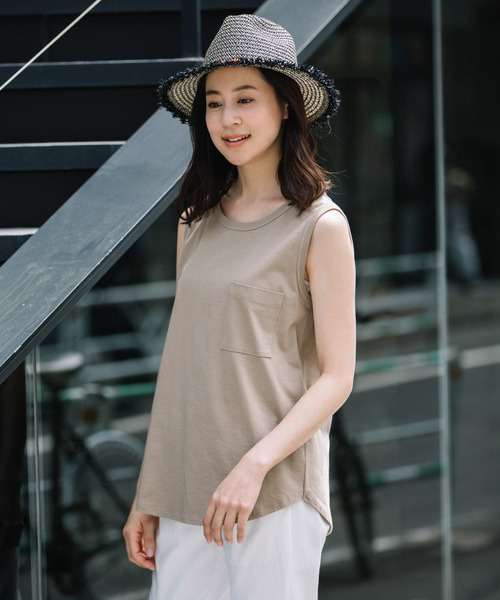 Munich（ミューニック）の「【Munich定番】コットンジャージタンクトップ（Tシャツ/カットソー・レディース・ホワイト/ブラック/ベージュ/カーキ/イエロー・FREE）」の13枚目の写真