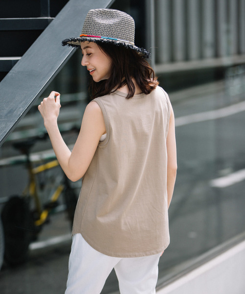 Munich（ミューニック）の「【Munich定番】コットンジャージタンクトップ（Tシャツ/カットソー・レディース・ホワイト/ブラック/ベージュ/カーキ/イエロー・FREE）」の12枚目の写真