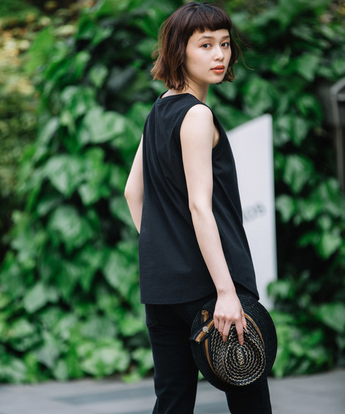 Munich（ミューニック）の「【Munich定番】コットンジャージタンクトップ（Tシャツ/カットソー・レディース・ホワイト/ブラック/ベージュ/カーキ/イエロー・FREE）」の10枚目の写真