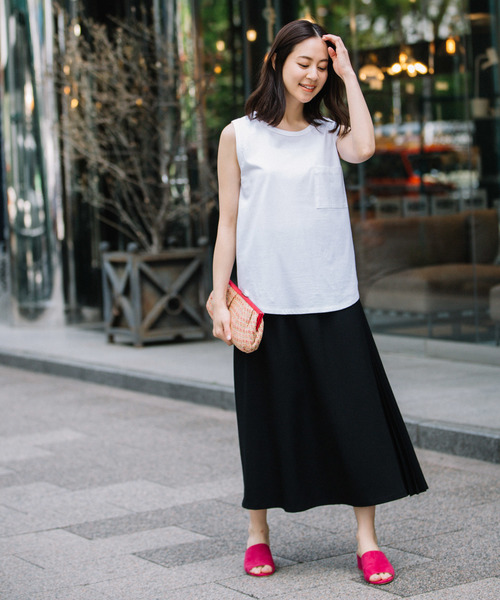 Munich（ミューニック）の「【Munich定番】コットンジャージタンクトップ（Tシャツ/カットソー・レディース・ホワイト/ブラック/ベージュ/カーキ/イエロー・FREE）」の9枚目の写真