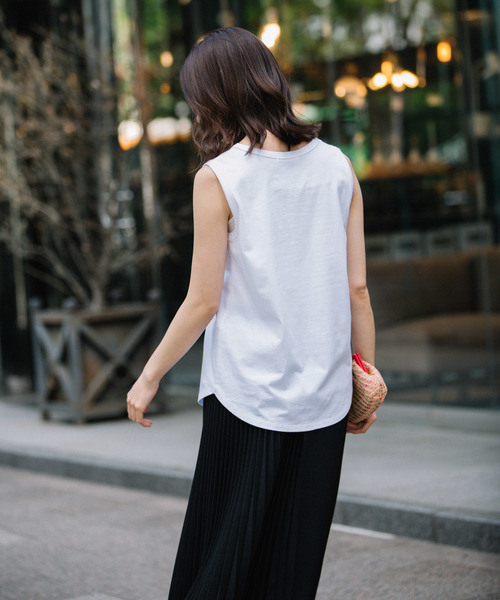 Munich（ミューニック）の「【Munich定番】コットンジャージタンクトップ（Tシャツ/カットソー・レディース・ホワイト/ブラック/ベージュ/カーキ/イエロー・FREE）」の7枚目の写真