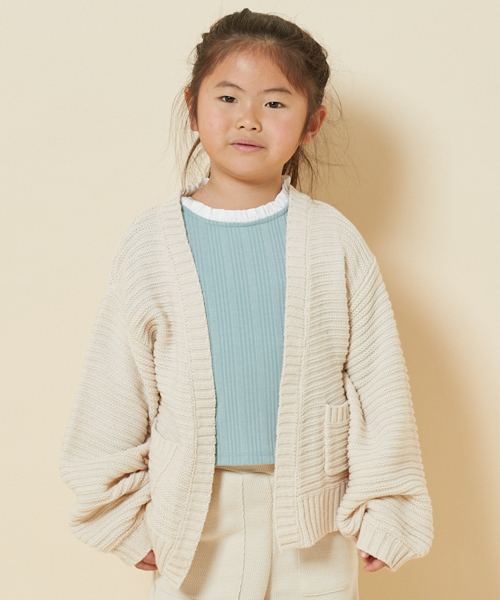 PairPair（ペアペア）の「ふんわり袖トッパーカーディガン（カーディガン/ボレロ・キッズ・ピンク/アイボリー・S(100-115)/M(115-130)）」の7枚目の写真