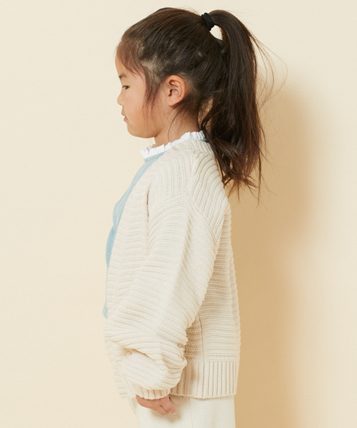 PairPair（ペアペア）の「ふんわり袖トッパーカーディガン（カーディガン/ボレロ・キッズ・ピンク/アイボリー・S(100-115)/M(115-130)）」の3枚目の写真