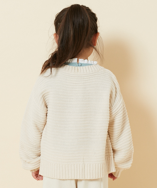 PairPair（ペアペア）の「ふんわり袖トッパーカーディガン（カーディガン/ボレロ・キッズ・ピンク/アイボリー・S(100-115)/M(115-130)）」の5枚目の写真