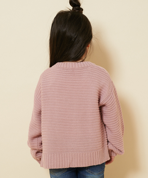 PairPair（ペアペア）の「ふんわり袖トッパーカーディガン（カーディガン/ボレロ・キッズ・ピンク/アイボリー・S(100-115)/M(115-130)）」の4枚目の写真