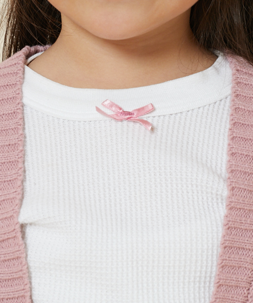 PairPair（ペアペア）の「ふんわり袖トッパーカーディガン（カーディガン/ボレロ・キッズ・ピンク/アイボリー・S(100-115)/M(115-130)）」の6枚目の写真