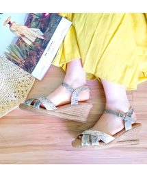 クロスジュートウエッジソールサンダル