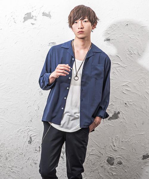 MinoriTY（マイノリティ）の「長袖シャツ/オープンカラー　ssc1751b（シャツ/ブラウス・メンズ・ブラック/ベージュ/ネイビー/グレー/カーキ/サックスブルー/マスタード/テラコッタ・M/L/XL）」の7枚目の写真