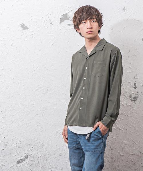 MinoriTY（マイノリティ）の「長袖シャツ/オープンカラー　ssc1751b（シャツ/ブラウス・メンズ・ブラック/ベージュ/ネイビー/グレー/カーキ/サックスブルー/マスタード/テラコッタ・M/L/XL）」の6枚目の写真