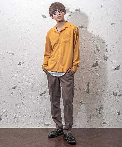 MinoriTY（マイノリティ）の「長袖シャツ/オープンカラー　ssc1751b（シャツ/ブラウス・メンズ・ブラック/ベージュ/ネイビー/グレー/カーキ/サックスブルー/マスタード/テラコッタ・M/L/XL）」の8枚目の写真