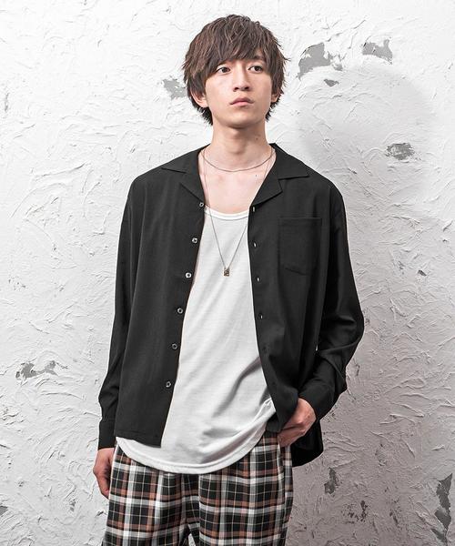 MinoriTY（マイノリティ）の「長袖シャツ/オープンカラー　ssc1751b（シャツ/ブラウス・メンズ・ブラック/ベージュ/ネイビー/グレー/カーキ/サックスブルー/マスタード/テラコッタ・M/L/XL）」の2枚目の写真