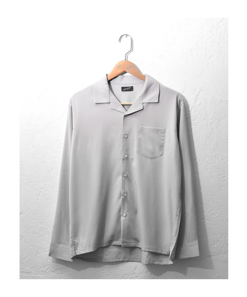 MinoriTY（マイノリティ）の「長袖シャツ/オープンカラー　ssc1751b（シャツ/ブラウス・メンズ・ブラック/ベージュ/ネイビー/グレー/カーキ/サックスブルー/マスタード/テラコッタ・M/L/XL）」の9枚目の写真