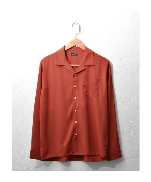 MinoriTY（マイノリティ）の「長袖シャツ/オープンカラー　ssc1751b（シャツ/ブラウス・メンズ・ブラック/ベージュ/ネイビー/グレー/カーキ/サックスブルー/マスタード/テラコッタ・M/L/XL）」の11枚目の写真
