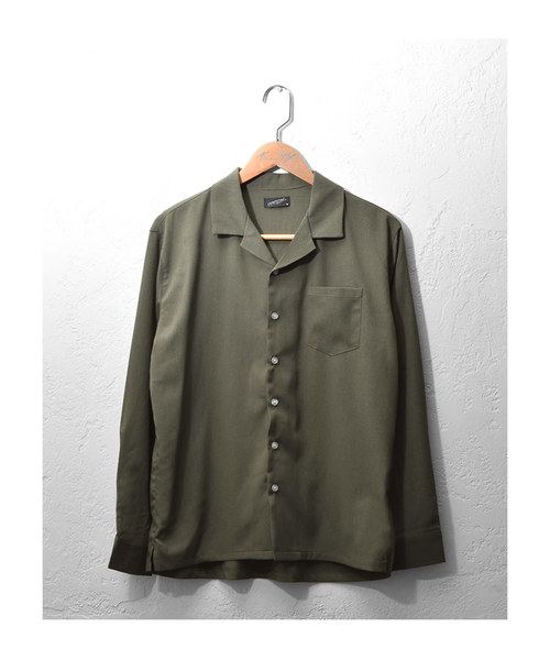 MinoriTY（マイノリティ）の「長袖シャツ/オープンカラー　ssc1751b（シャツ/ブラウス・メンズ・ブラック/ベージュ/ネイビー/グレー/カーキ/サックスブルー/マスタード/テラコッタ・M/L/XL）」の14枚目の写真