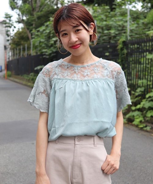 flower（フラワー）の「フェザーブラウス（シャツ/ブラウス・レディース・アイボリー/ブラック/グリーン/ピンク・FREE）」の3枚目の写真