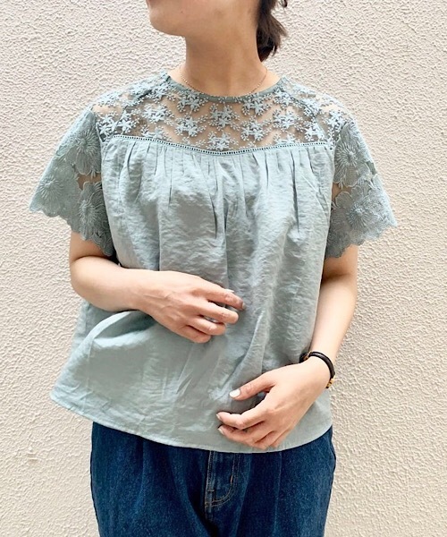 flower（フラワー）の「フェザーブラウス（シャツ/ブラウス・レディース・アイボリー/ブラック/グリーン/ピンク・FREE）」の6枚目の写真