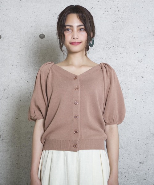 LUGG NAGG（ラグナグ）の「【Jewelobe/ ジュエローブ】2wayボリューム袖ニット（カーディガン/ボレロ・レディース・ベージュ/ネイビー/ブラウン/オレンジ/グリーン・FREE）」の9枚目の写真