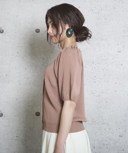 LUGG NAGG（ラグナグ）の「【Jewelobe/ ジュエローブ】2wayボリューム袖ニット（カーディガン/ボレロ・レディース・ベージュ/ネイビー/ブラウン/オレンジ/グリーン・FREE）」の10枚目の写真