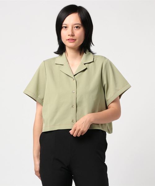 PUNYUS（プニュズ）の「ショート丈開襟シャツ（シャツ/ブラウス・レディース・ブラック/ベージュ/カーキ/オレンジ・1/2/4/3）」の3枚目の写真