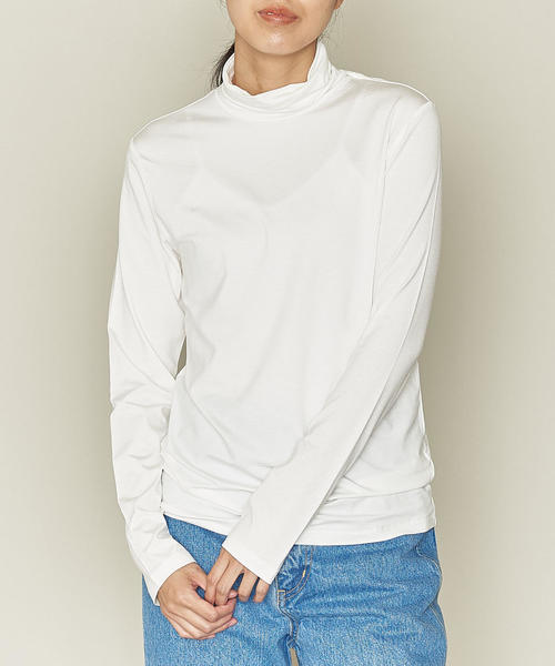 ASTRAET(アストラット)の「ASTRAET(アストラット)ハイネック ロゴ プルオーバー(Tシャツ/カットソー)」|ホワイト
