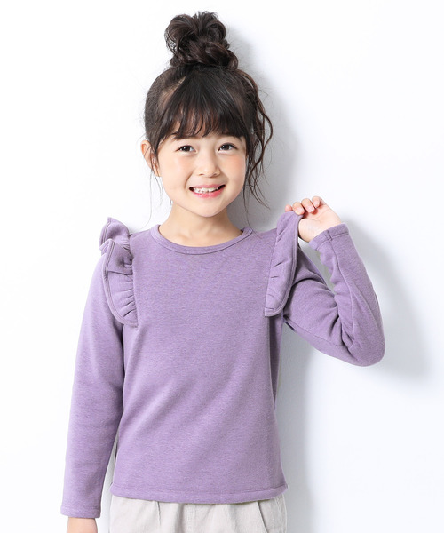 devirock（デビロック）の「裏シャギー肩フリルトップス（Tシャツ/カットソー・キッズ・ブラック/ヘザーチャコール/ブルー系その他/ラベンダー/パープル系その他/ワイン/ピンク系その他/スモークピンク・80ｃｍ/90cm/100cm/110cm/120cm/130cm/140cm/150cm/160cm）」の5枚目の写真