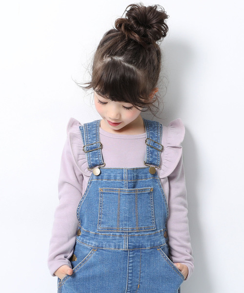 devirock（デビロック）の「裏シャギー肩フリルトップス（Tシャツ/カットソー・キッズ・ブラック/ヘザーチャコール/ブルー系その他/ラベンダー/パープル系その他/ワイン/ピンク系その他/スモークピンク・80ｃｍ/90cm/100cm/110cm/120cm/130cm/140cm/150cm/160cm）」の6枚目の写真