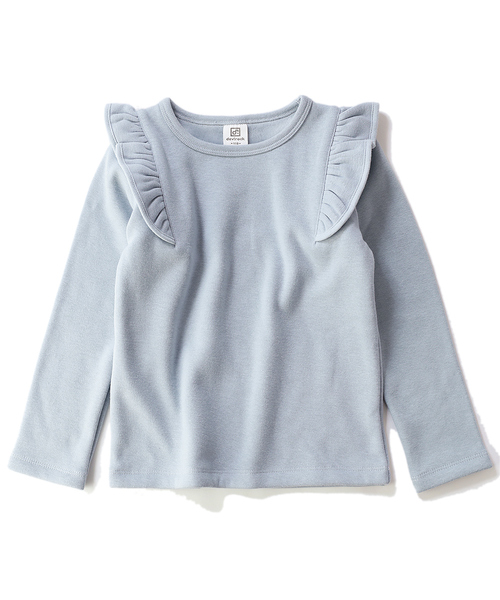 devirock（デビロック）の「裏シャギー肩フリルトップス（Tシャツ/カットソー・キッズ・ブラック/ヘザーチャコール/ブルー系その他/ラベンダー/パープル系その他/ワイン/ピンク系その他/スモークピンク・80ｃｍ/90cm/100cm/110cm/120cm/130cm/140cm/150cm/160cm）」の15枚目の写真