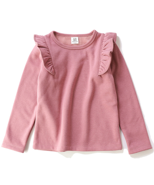 devirock（デビロック）の「裏シャギー肩フリルトップス（Tシャツ/カットソー・キッズ・ブラック/ヘザーチャコール/ブルー系その他/ラベンダー/パープル系その他/ワイン/ピンク系その他/スモークピンク・80ｃｍ/90cm/100cm/110cm/120cm/130cm/140cm/150cm/160cm）」の11枚目の写真