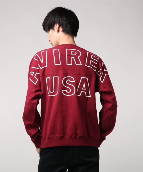 And A（アンドエー）の「AVIREX アヴィレックス / LS BIG LOGO CREW NECK SWEAT ビッグロゴプリント 長袖クルーネック オーバーサイズスウェット / 6193477（スウェット・メンズ・ホワイト/ブラック/エメラルド/バーガンディー・MEDIUM/LARGE/X-LARGE/XX-LARGE）」の6枚目の写真