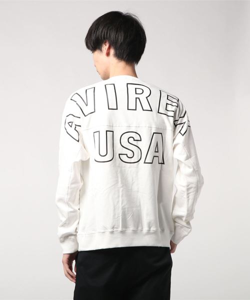 And A（アンドエー）の「AVIREX アヴィレックス / LS BIG LOGO CREW NECK SWEAT ビッグロゴプリント 長袖クルーネック オーバーサイズスウェット / 6193477（スウェット・メンズ・ホワイト/ブラック/エメラルド/バーガンディー・MEDIUM/LARGE/X-LARGE/XX-LARGE）」の9枚目の写真