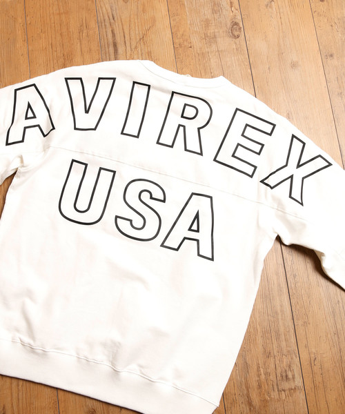 And A（アンドエー）の「AVIREX アヴィレックス / LS BIG LOGO CREW NECK SWEAT ビッグロゴプリント 長袖クルーネック オーバーサイズスウェット / 6193477（スウェット・メンズ・ホワイト/ブラック/エメラルド/バーガンディー・MEDIUM/LARGE/X-LARGE/XX-LARGE）」の2枚目の写真