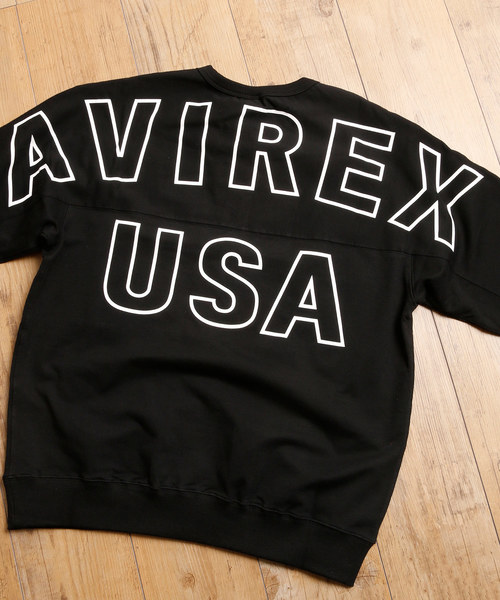 And A（アンドエー）の「AVIREX アヴィレックス / LS BIG LOGO CREW NECK SWEAT ビッグロゴプリント 長袖クルーネック オーバーサイズスウェット / 6193477（スウェット・メンズ・ホワイト/ブラック/エメラルド/バーガンディー・MEDIUM/LARGE/X-LARGE/XX-LARGE）」の3枚目の写真