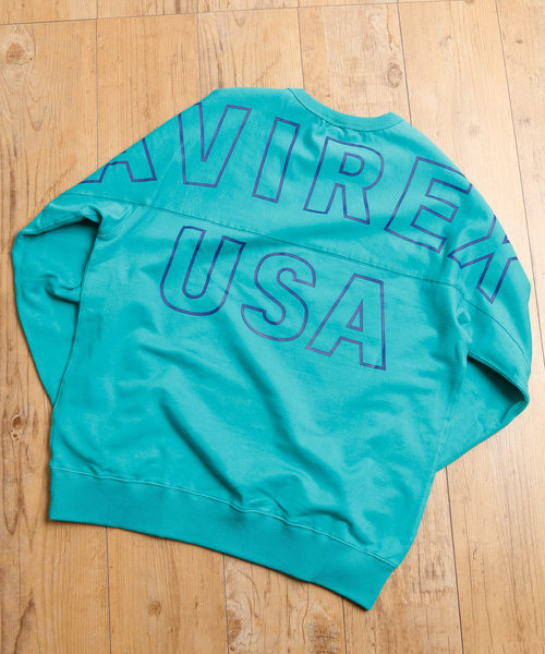 And A（アンドエー）の「AVIREX アヴィレックス / LS BIG LOGO CREW NECK SWEAT ビッグロゴプリント 長袖クルーネック オーバーサイズスウェット / 6193477（スウェット・メンズ・ホワイト/ブラック/エメラルド/バーガンディー・MEDIUM/LARGE/X-LARGE/XX-LARGE）」の21枚目の写真