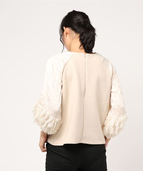 flower（フラワー）の「ゴージャスフラワートップ（Tシャツ/カットソー・レディース・アイボリー/ブラック・FREE）」の4枚目の写真