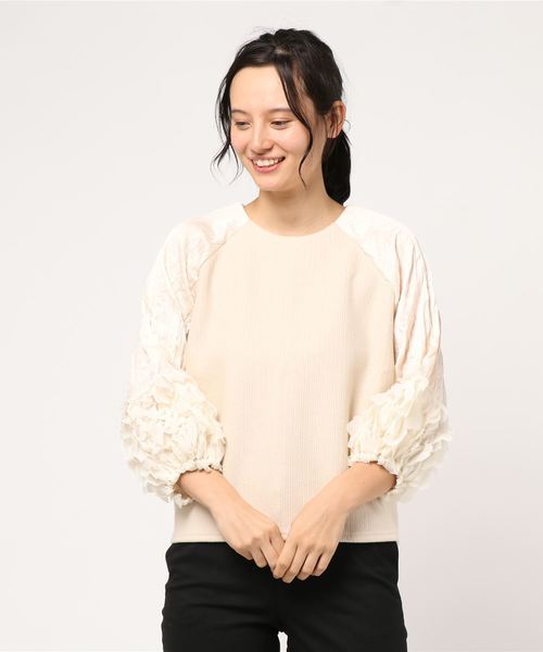 flower（フラワー）の「ゴージャスフラワートップ（Tシャツ/カットソー・レディース・アイボリー/ブラック・FREE）」の8枚目の写真