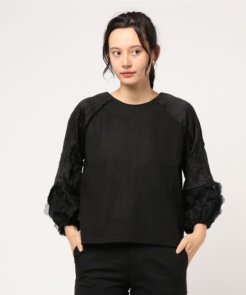 flower（フラワー）の「ゴージャスフラワートップ（Tシャツ/カットソー・レディース・アイボリー/ブラック・FREE）」の7枚目の写真