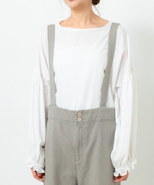 PUAL CE CIN（ピュアルセシン）の「【Kanocoさん着用】ワイドサスペンダーパンツ（その他パンツ・レディース・ブラック/オフホワイト/グレイッシュベージュ・FREE）」の7枚目の写真