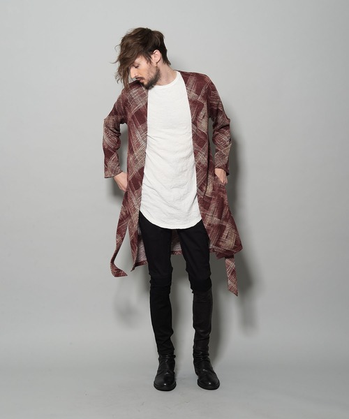 NO ID.（ノーアイディ）の「ボタンレスロングカーディガン（Tシャツ/カットソー・メンズ・ブラック/ネイビー/ワイン・1/2）」の6枚目の写真