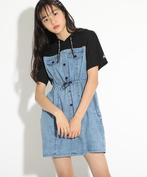 セール ワンピース ニコラ掲載 シャツドッキングワンピース ワンピース Pink Latte ピンクラテ のファッション