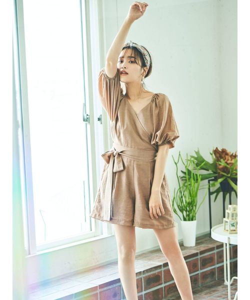 MERCURYDUO（マーキュリーデュオ）の「ボリュームスリーブカシュクールコンビネソン（ワンピース・レディース・ブラック/ブラウン・FREE）」の8枚目の写真