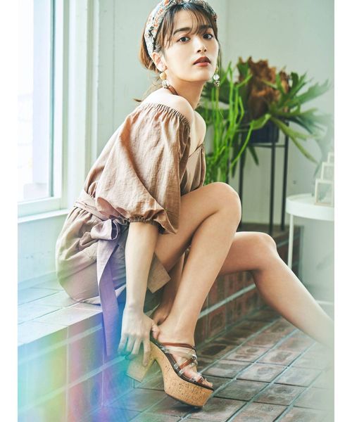 MERCURYDUO（マーキュリーデュオ）の「ボリュームスリーブカシュクールコンビネソン（ワンピース・レディース・ブラック/ブラウン・FREE）」の19枚目の写真