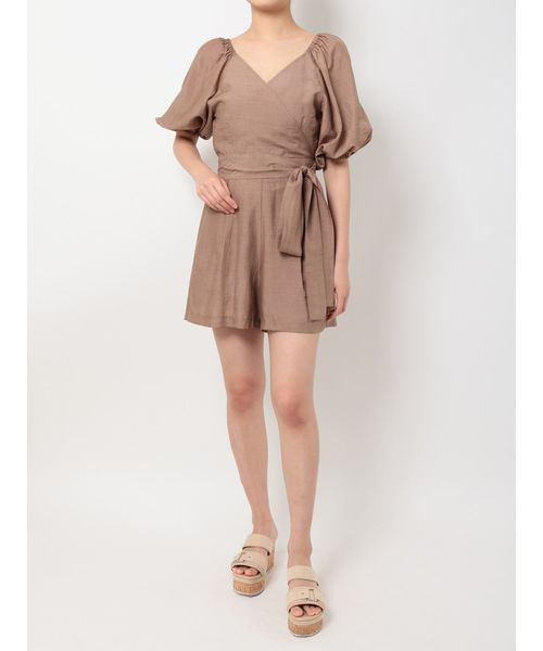 MERCURYDUO（マーキュリーデュオ）の「ボリュームスリーブカシュクールコンビネソン（ワンピース・レディース・ブラック/ブラウン・FREE）」の3枚目の写真