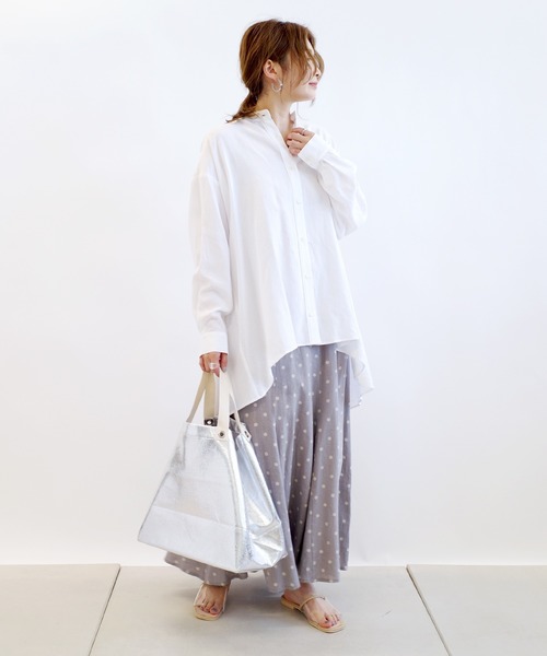 DouDou（ドゥドゥ）の「バックフレアブラウス（シャツ/ブラウス・レディース・オフホワイト/オレンジ/ミント・FREE）」の4枚目の写真