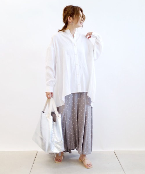 DouDou（ドゥドゥ）の「バックフレアブラウス（シャツ/ブラウス・レディース・オフホワイト/オレンジ/ミント・FREE）」の6枚目の写真