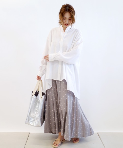 DouDou（ドゥドゥ）の「バックフレアブラウス（シャツ/ブラウス・レディース・オフホワイト/オレンジ/ミント・FREE）」の7枚目の写真