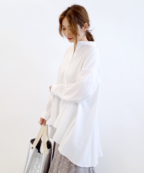 DouDou（ドゥドゥ）の「バックフレアブラウス（シャツ/ブラウス・レディース・オフホワイト/オレンジ/ミント・FREE）」の11枚目の写真